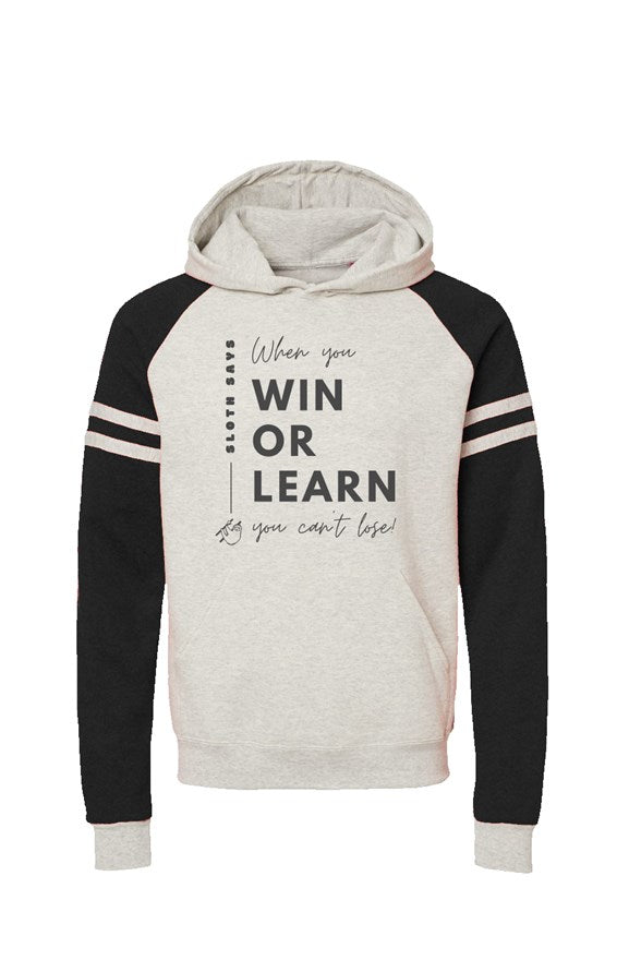 Varsity WIN OR LEARN Raglan Sloth Hoodie